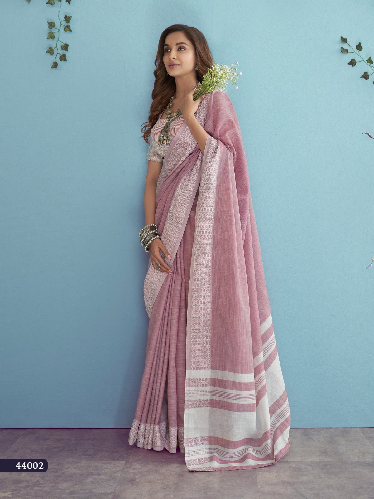 Pure cotton Lucknowi border saree