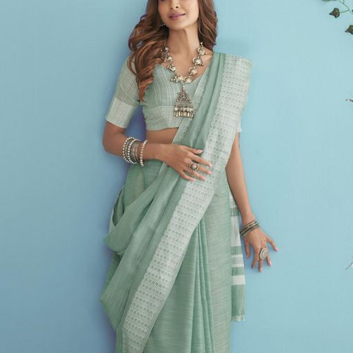 Pure cotton Lucknowi border saree