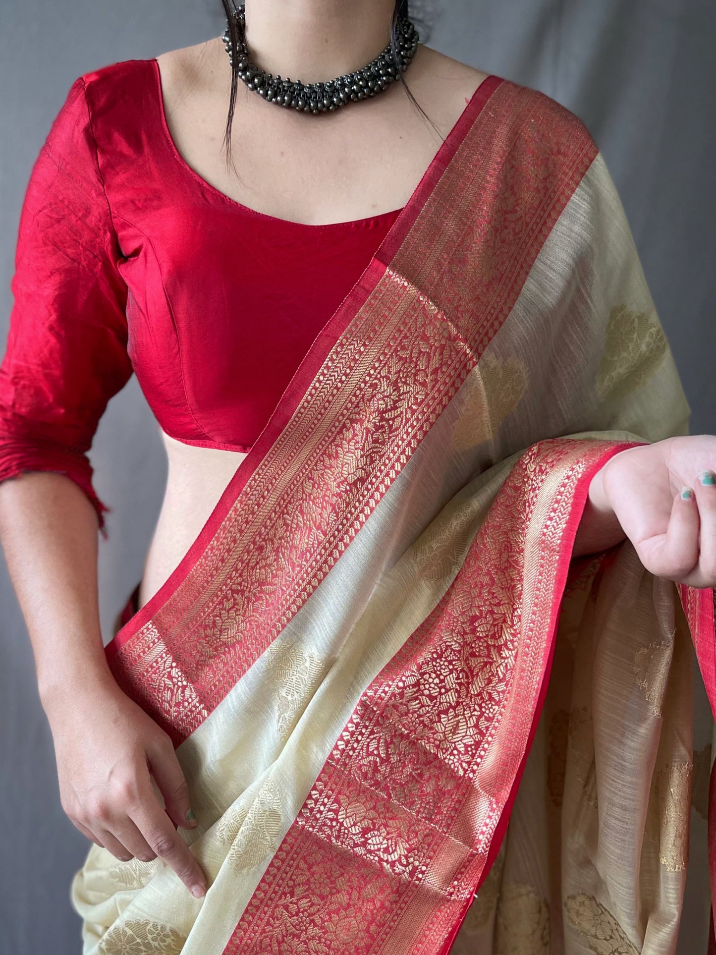 Linen saree & brocade blouse | Luxury Wear For Women